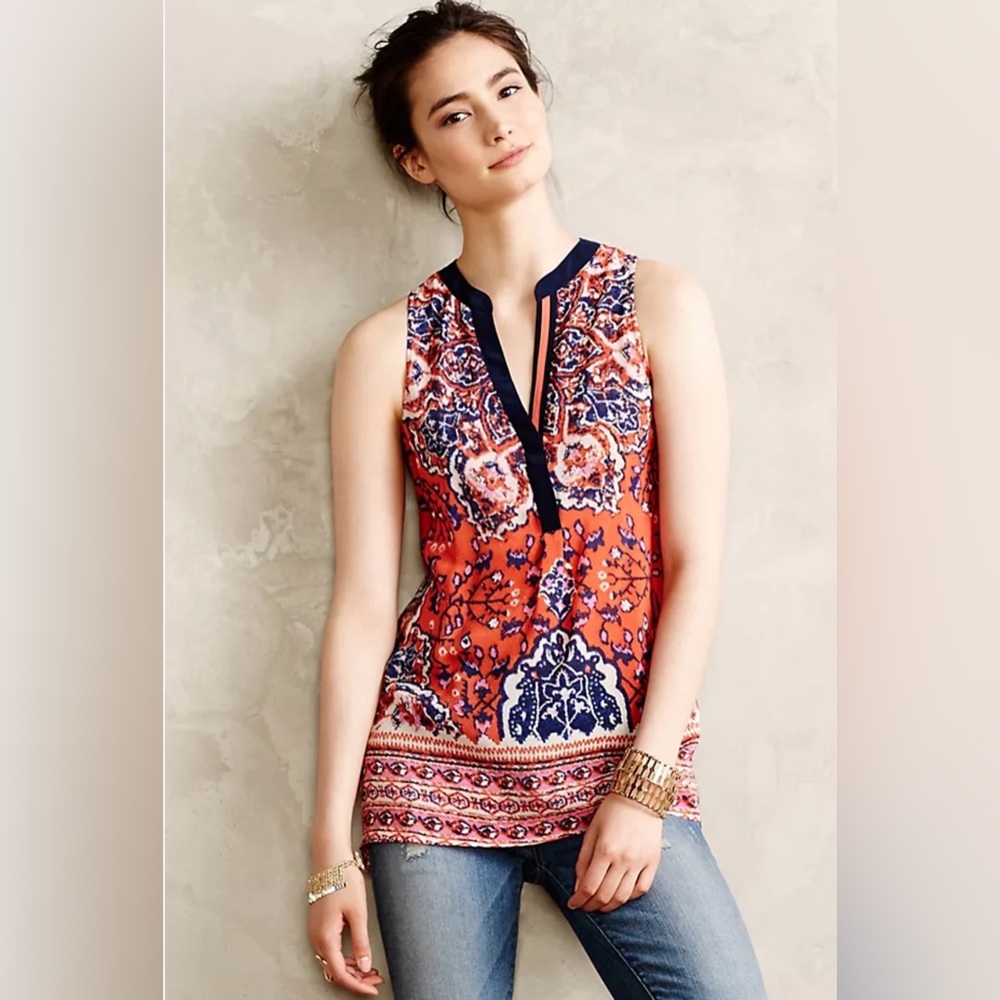 VANESSA VIRGINIA for ANTHROPOLOGIE Finn Tank 💯 Silk